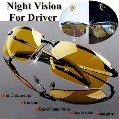 Ultralight Aurora Night Vision Driving Glasses Suitable for Men and Women-Anti-Glare, Half-Frame Design Ensures Safe Vision at Night