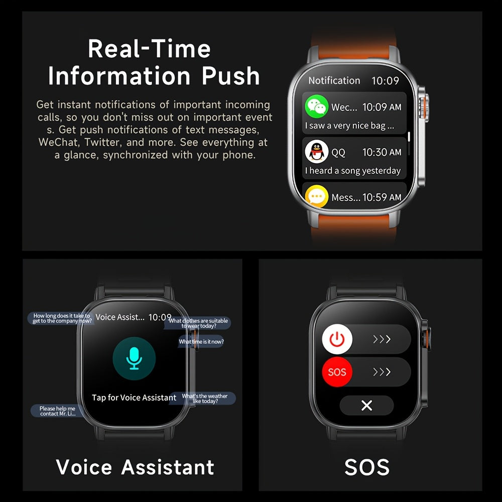 LIFEBEE New Smart Watch Full Screen Smartwatch Wireless Calling with Automatic Motion Recognition 100+ Sports Modes, Sports Watch 630mAh USB Rechargeable Battery, Step Counter, Compass Ideal for Outdoor Enthusiasts, Men & Wom