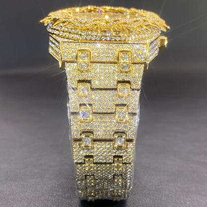 Men'S & Women'S Luxury Rhinestone-Encrusted Large Square Face Watch - Sparkling Mesh Inlaid Dial, High Quality Quartz Movement, Alloy Band with -Accented Bezel - Unisex Party & Everyday Watch for Men & Women, Statement Jewelr