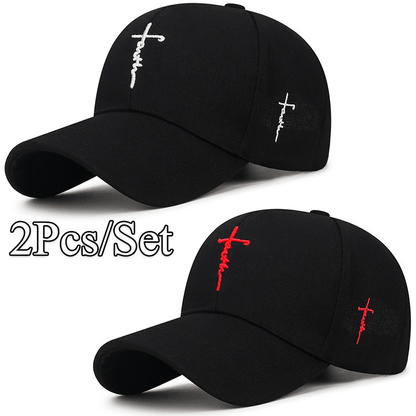 2pcs/set - Fashionable Black and White Baseball Cap, Exquisite Cross Embroidery, Breathable Acrylic Duckbill Design, Suitable for Outdoor Sports, Fashionable for Men and Women, Sports Accessories | Fashionable Headwear | Dura