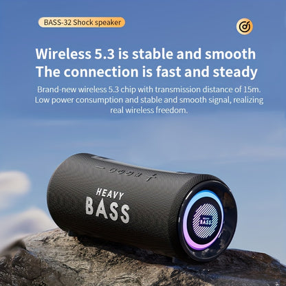 BASS-32 Party Wireless Speaker | 40W Heavy Bass Subwoofer, 360° Sound & RGB Lights, Portable, Tabletop, Button Control, Surround Sound, 6.1 Channel Configuration, USB Type-C Charging
