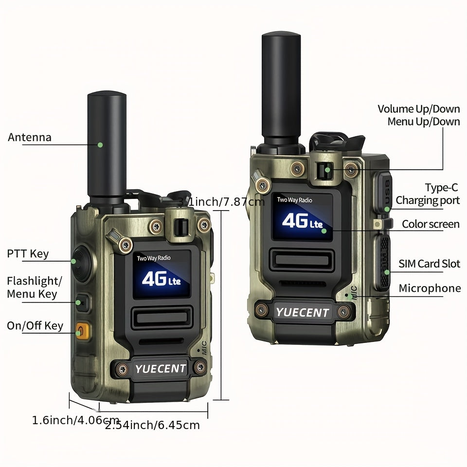 A YUECENT All-In-One 4G LTE Two-Way Intercom with SIM Card - a Heavy-Duty Portable Communication System, Long-Range (Over 30 Km / 18.6 Miles), Noise-Canceling Microphone And App Control, USB Powered for Quick Charging, Compat