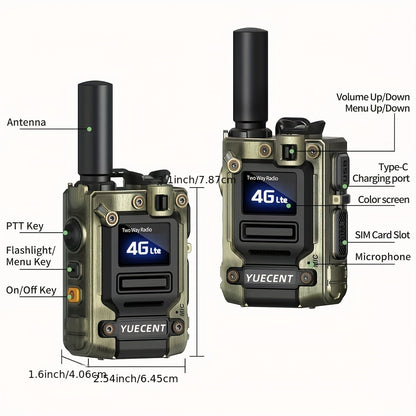 A YUECENT All-In-One 4G LTE Two-Way Intercom with SIM Card - a Heavy-Duty Portable Communication System, Long-Range (Over 30 Km / 18.6 Miles), Noise-Canceling Microphone And App Control, USB Powered for Quick Charging, Compat