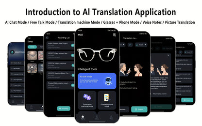 AI Translation Smart Glasses with 160+ Language Real-Time Translator, Enabled, Built-in Mic/Speaker & Music Playback - Photochromic for Men & Women, Driving &