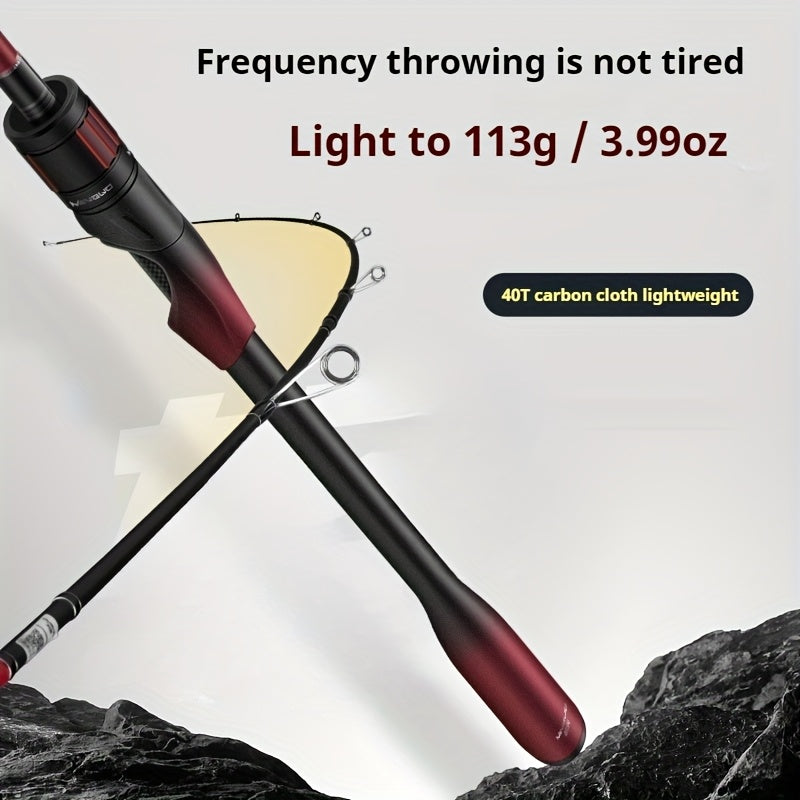 Commander Ambidextrous Carbon Fiber Baitcast Fishing Rod and Reel Combo, Extra Light Medium Fast Action, Ideal for Easter, Independence Day, Christmas, New Year, Grandparents Day Gifts