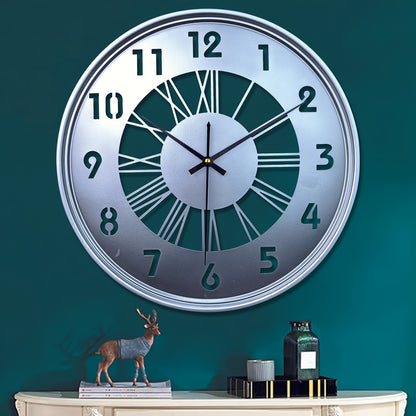 One 16-inch large wall clock, silent with no ticking sound, battery-powered digital clock, industrial metal indoor clock, suitable for living rooms, kitchens, cafes, home decor - available in black, Golden, and Silvery