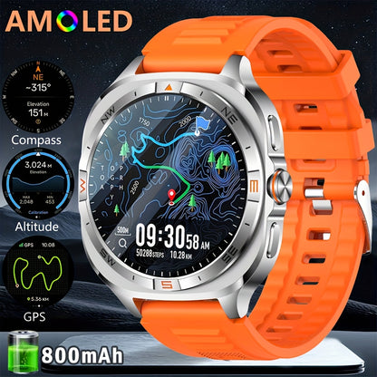 New GPS positioning sports smartwatch, 1.46-inch screen, built-in 800mAh large battery, High Quality, wireless calling function, over 100+sports modes, compass, altitude and air pressure, weather forecast, message reminder, p