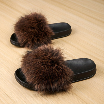 Women's Fashionable and Elegant Plush Slippers, EVA Sole with Soft Plush Surface, Comfortable and Easy to Wear, Suitable for Indoor and Outdoor Use