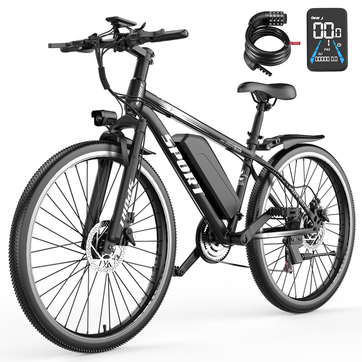 25MPH 26'' Electric Mountain Bike - 749W Motor, 10Ah Removable Battery, 7-Speed Gears, LCD Display, Disc Brakes, 330 lbs Capacity - Off-Road & Commuting Bicycle for Adventure Seekers, Electric Bike for Men, Electric Mountain