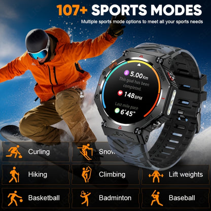 Men's Smartwatch - 1.39inch full touch HD Display, come with long range flashligh & GPS function, 530mAh large battery capacity, Wireless Calls/dial, compass, Music Control, massive sports modes, Zinc Alloy Case, Silicone and