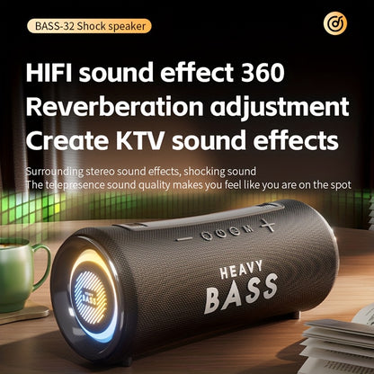 BASS-32 Party Wireless Speaker | 40W Heavy Bass Subwoofer, 360° Sound & RGB Lights, Portable, Tabletop, Button Control, Surround Sound, 6.1 Channel Configuration, USB Type-C Charging