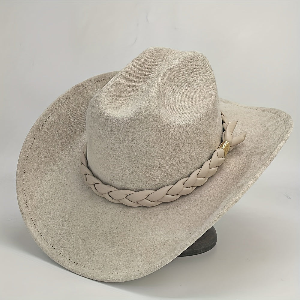 Handcrafted 3-Strand Braided Rope Cowboy Hat - Wide Brim Lightweight Western, Brown All-Season Outdoor Hat for Hiking, Horseback Riding, Durable Rope - Unisex for men & Women (Style 3-Strand)