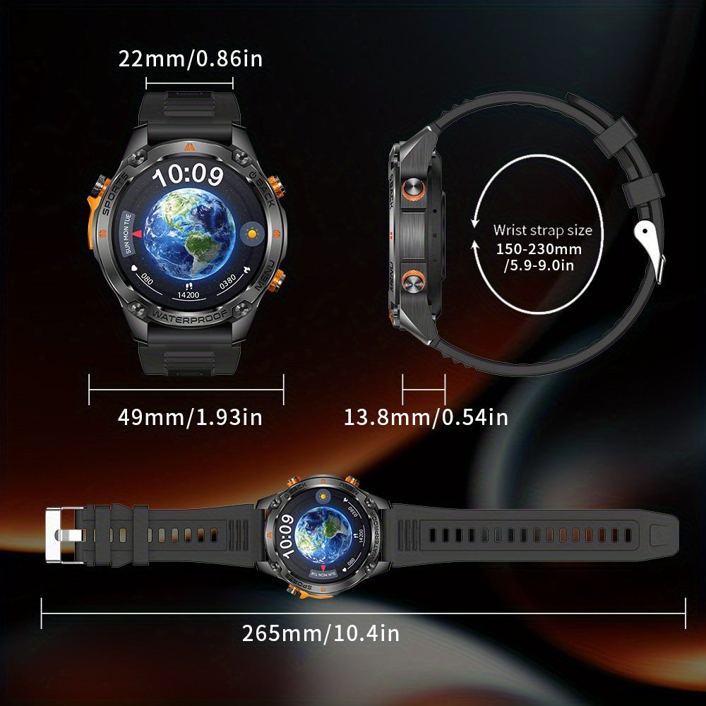 GPS smart watch for all kinds of outdoor sports, ultra-clear AMOLED screen, alloy frame, with compass, barometer, 5ATM High Quality, HD call, information push, health monitoring, 100 sports tracking, compatible with Android a