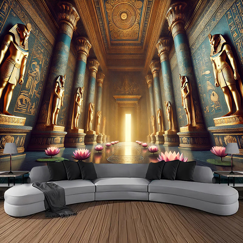 1pc, Ancient Egyptian Golden Hall, Polyester 71*91inch Party Banner, No Power Required, Easy to Hang Background Cloth, Suitable for Living Room, Bedroom, Office, Outdoor Durable Wall Hanging, Yard Decoration, Holiday Decorati