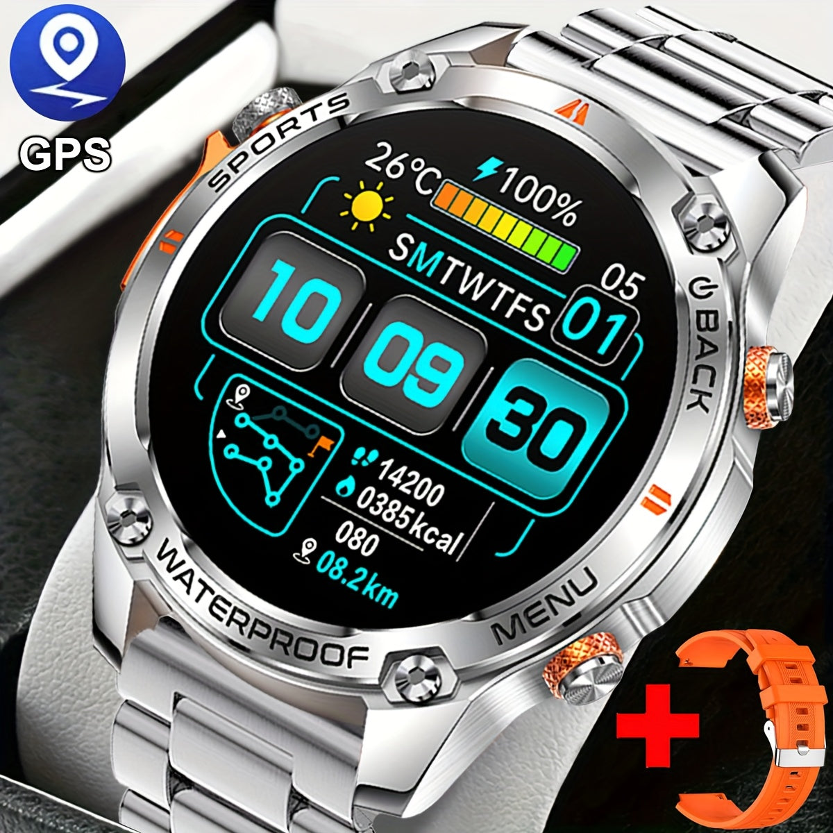 COIUSOR GPS Smartwatch for Men & Women - 1.46" AMOLED HD Display, Wireless Calls & SMS Alerts, Dual-Band L1+L5 GPS, Compass, Altitude, 5 Sports Modes, Magnetic Charging, High Quality, Compatible with for Iphone & Android, Tac