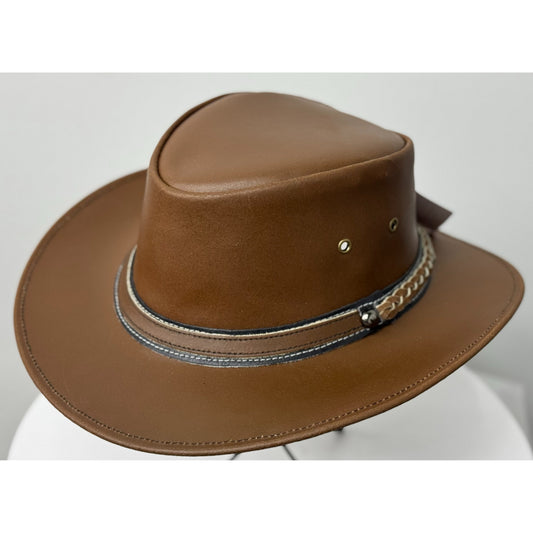 Western Style Genuine Cowhide Cowboy Hat – Shapeable Wide Brim for Men & Women