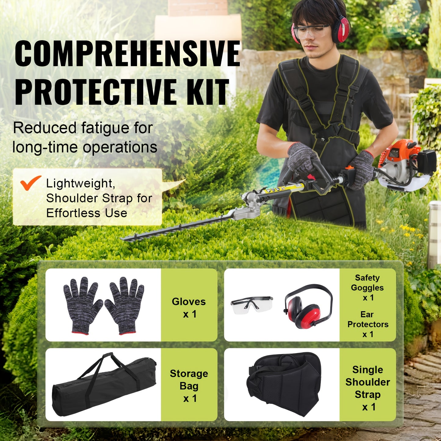 Happybuy 6-in-1 Multi-Functional Trimming Tools Gas Hedge Trimmer 33CC Weed Eater