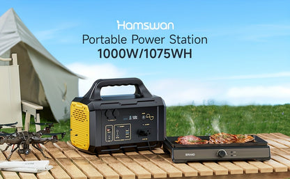 1075Wh Portable Power Station with 200W Solar Panel, Dual Source (Battery/Solar), Fast Charging, Lithium Battery, US Plug, Ideal for Camping, RV, Hunting & Emergency Outdoor Use, Portable Charger Power Bank