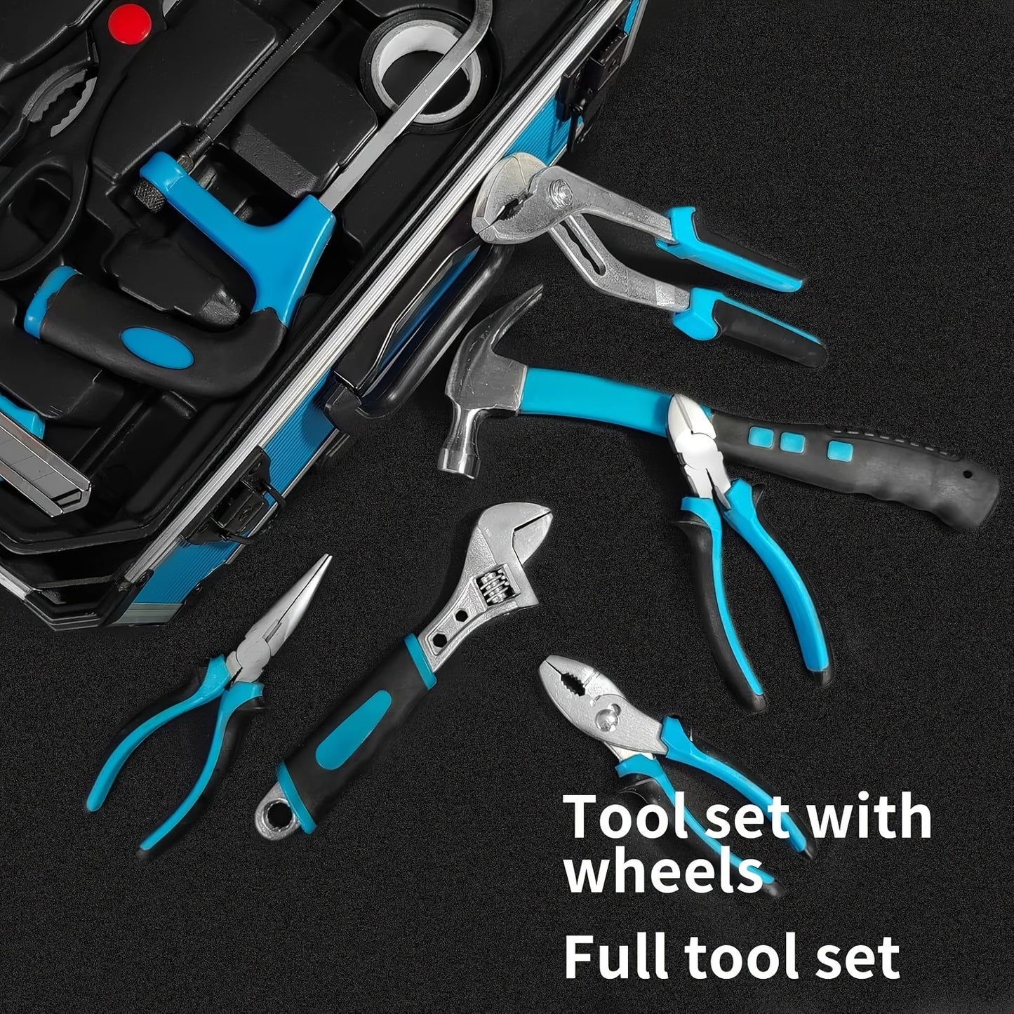 799pcs Men's Tool Set with Rolling Box, Complete Household Tool Kit in Aluminum Trolley Case, Ideal Father's Day Gift, Tool Box, Tool Set, valentines day gift