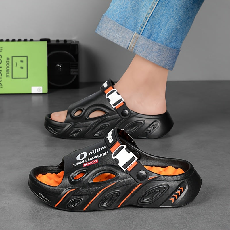 Men'S Slip-On Slippers - Lightweight Cushioned Sole, Non-Slip Backing - Soft EVA Indoor/Outdoor House Shoes for Home, Gym, Beach, Camping - Slip-Resistant Grip - All-Day Comfort - Unisex-like Design for Men & Women - Black/Or