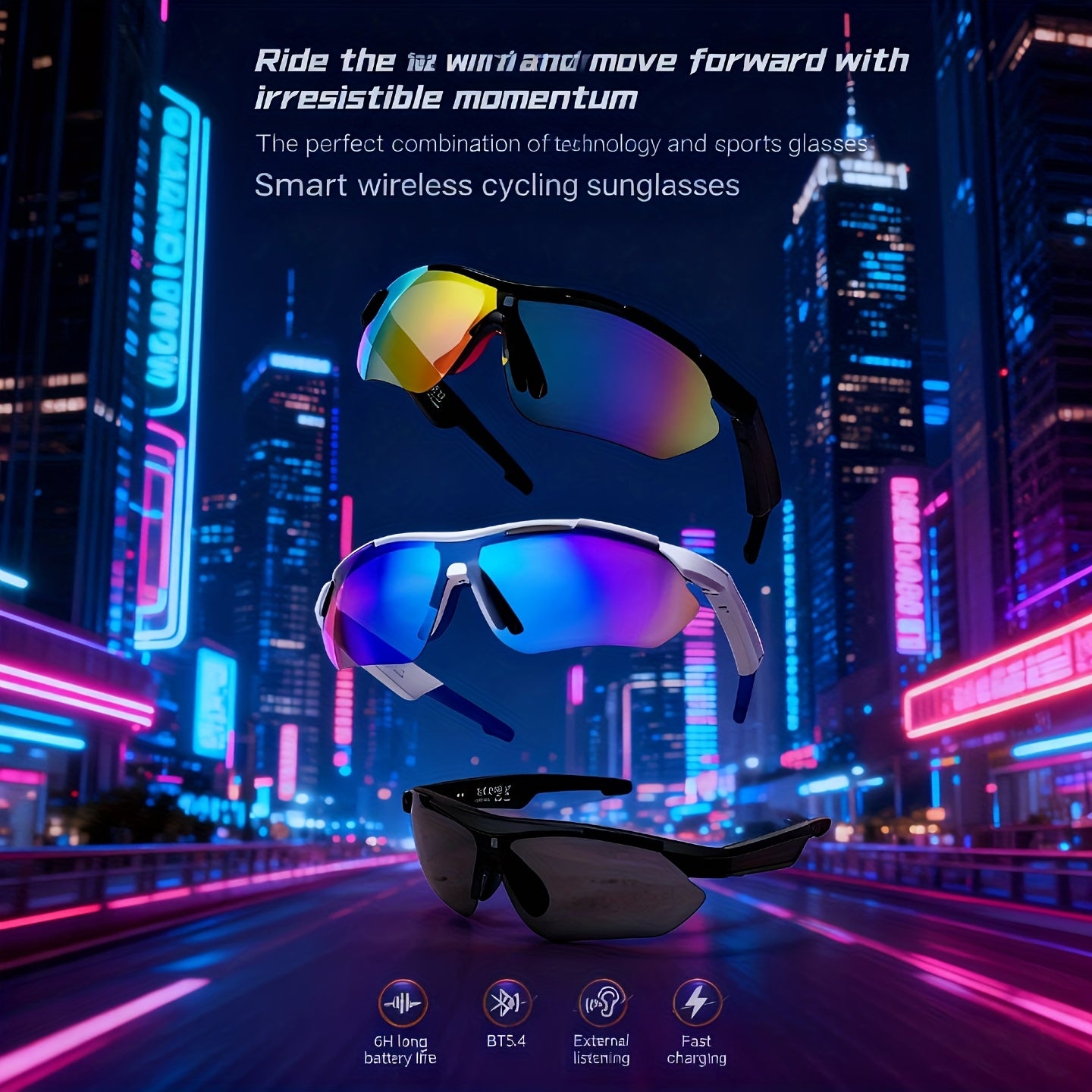 Wireless AI Smart Glasses with Polarized/Blue Light Filter & Built-in Mic/Speaker - Hands-Free Calling, 100+ Language Translation, Wireless Smart Glasses for Men & Women, Lightweight Comfort Fit, Music Playback, Ideal Gift fo