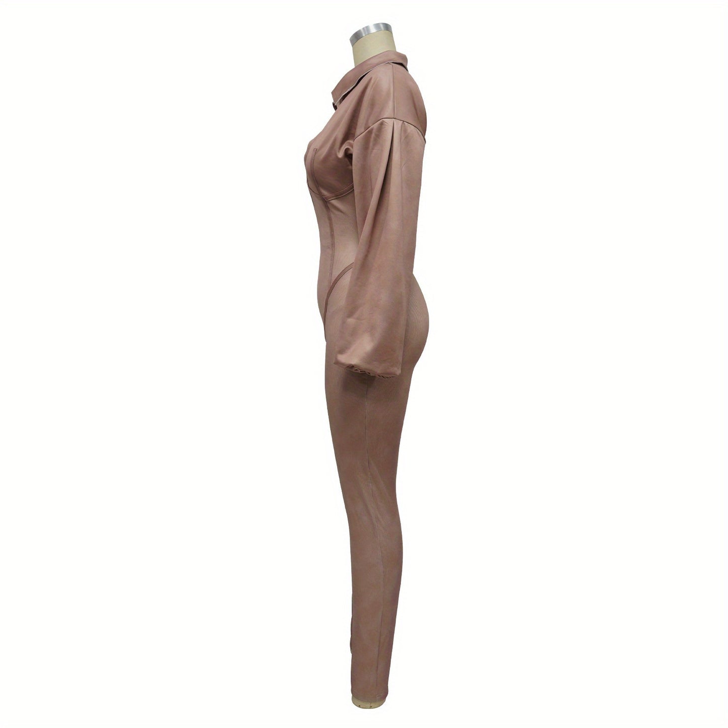 Fashion Women's Clothing Washed and Distressed Sexy Deep V Tight Long Sleeve Autumn and Winter Jumpsuit