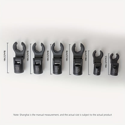 6 adjustable nozzle oil pipe wrenches, interchangeable open-end wrenches, can be used for repairing bicycles, cars, machines, product assembly, etc. Suitable for daily household maintenance