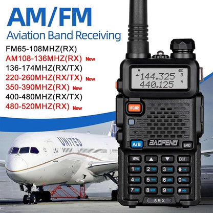 Baofeng 5RX Ham Radio Upgraded of UV 5R Multi Band Receiving Two Way Radio with 4pcs Battery VHF 1 25M UHF AM FM Reception DTMF VOX SCAN Dual Watch Walkie Talkie with Earpiece 771 Antenna 2 Pack