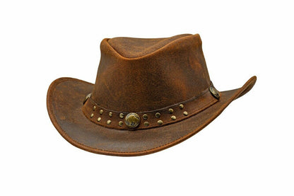 Men and Women Brown Genuine Leather Cowboy Western Hat – Classic Western Hat for Outdoor Adventures, Rodeo, Ranch, Country, Hiking, Travel, Festivals, Camping, Road Trips, Horse Riding, Costume, Halloween Parties – Stylis