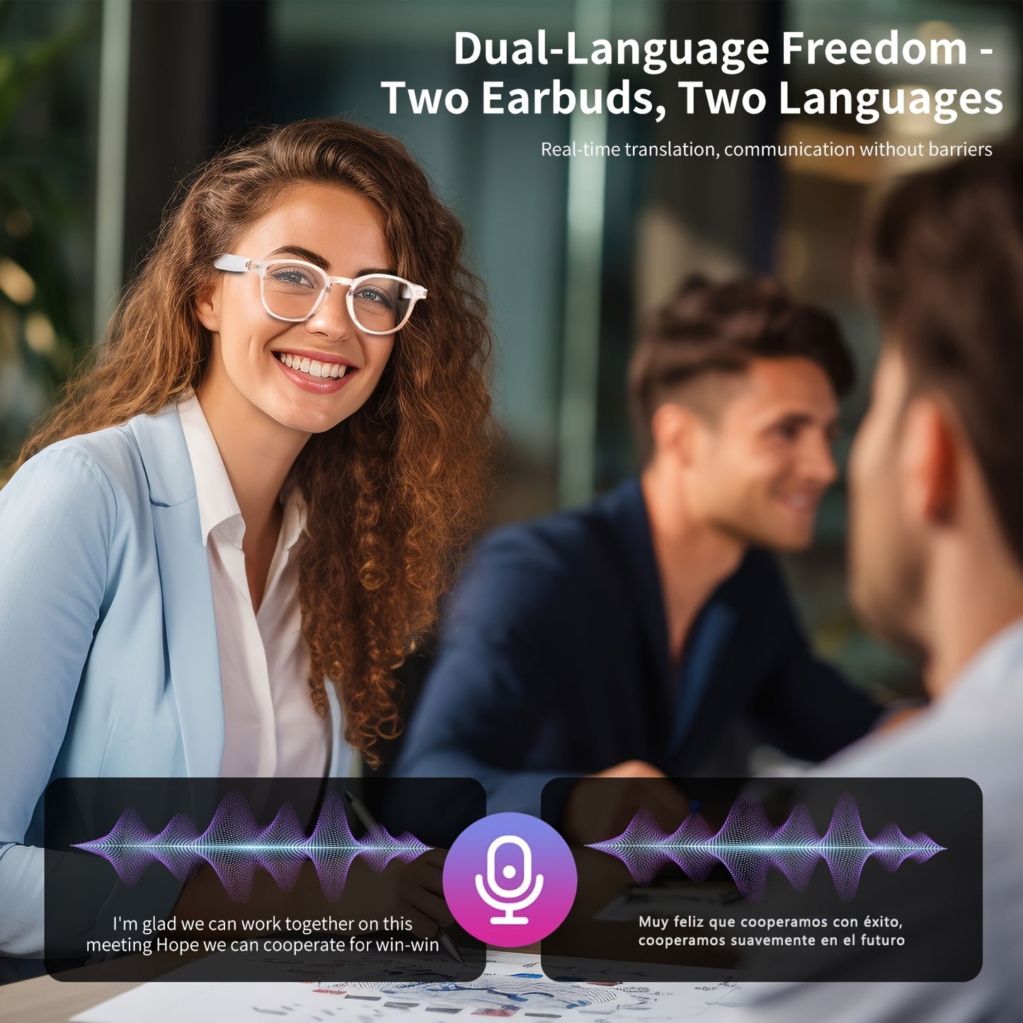 AI Smart Glasses, Smart Glasses with 160 Languages Real Time Translation Support, Chat GPT System, HVESBSFSYNew Multi-functional Audio Glasses for Men And Women, Built-in Microphone And Speaker, HD Voice Calls And HIFI Music