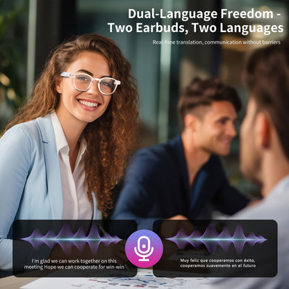 AI Smart Glasses, Smart Glasses with 160 Languages Real Time Translation Support, Chat GPT System, HVESBSFSYNew Multi-functional Audio Glasses for Men And Women, Built-in Microphone And Speaker, HD Voice Calls And HIFI Music