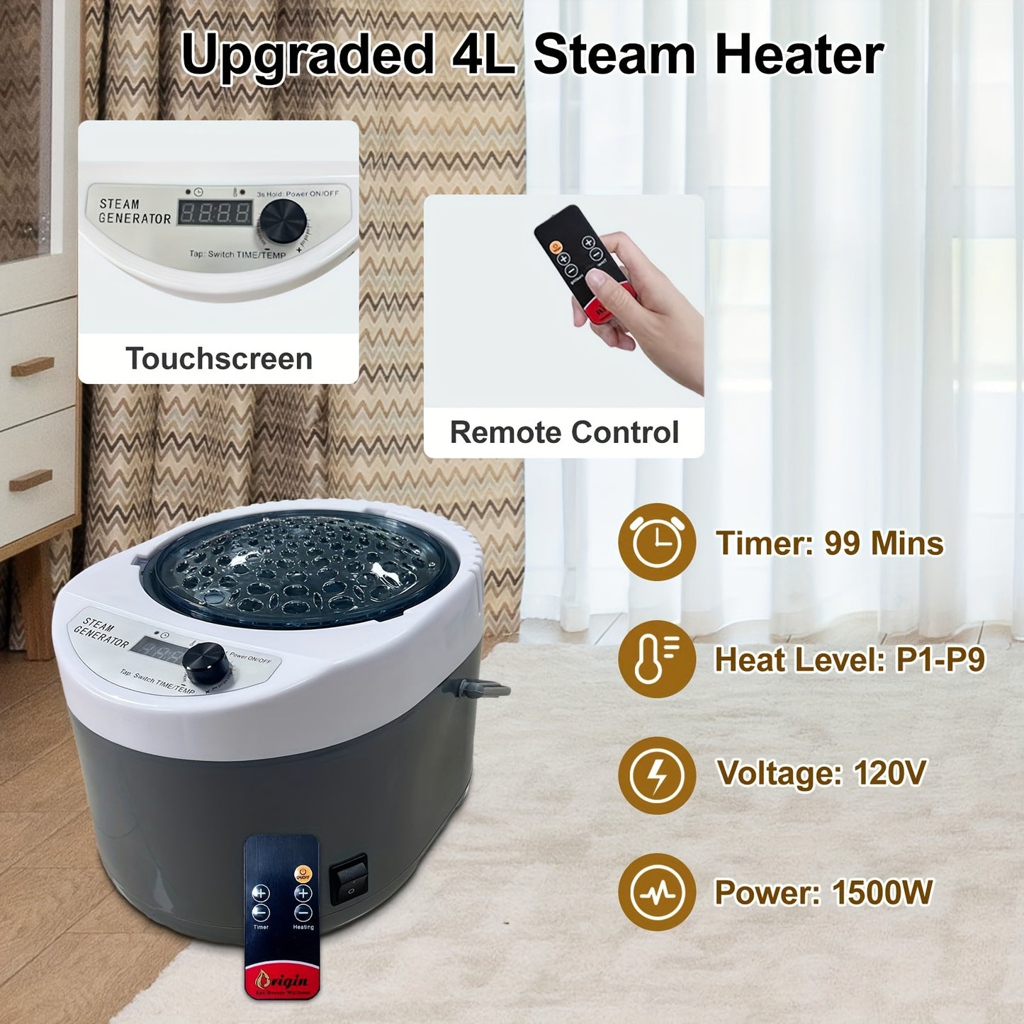 Hexagonal Sauna Room - Portable Sauna Box - Foldable Spa 1.06gal Steamer - Full Size Personal Sauna For Relaxation - Sauna Tent For Home - Remote Control & Folding Chair - 15 Levels