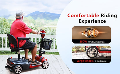 Foldable Electric Mobility Scooter for Adults, All-Terrain Scooter with Basket & Cup Holder, LED Headlight/Horn - 250W High-Speed Motor, 14-Mile Range, 265lbs Capacity, Portable Transport, Urban Commuting, Modern Transport, C