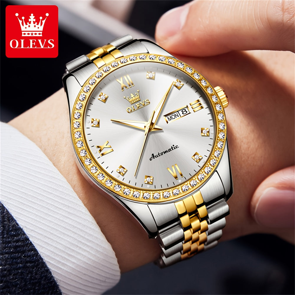 OLEVS New Casual Fashion Stainless Steel Automatic Mechanical Watches for Men Top Brand Luxury Original Business Men's Wrist Watches Classic High Quality Best Selling Men's Watches, Automatic Watches For Men, Automatic Watche
