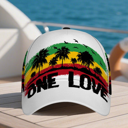 1pc 2D Reggae Vibes One Love Print  Hat - Adjustable Snapback with Full-Body Vibrant Print, Perfect for Sports, Running & Outdoor Street Fashion.