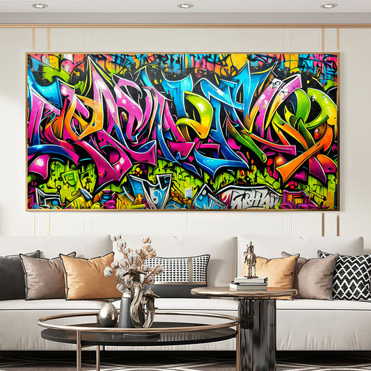 Artwork Wall Painting - Modern Painting Art Style - [2D FLAT]1pcs Unframed Canvas Poster - 2D Flat Street Wall Graffiti Cool Background - Canvas Wall Art - Halloween Christmas Gift - Wall Decor for Bedroom, Office, Living Roo