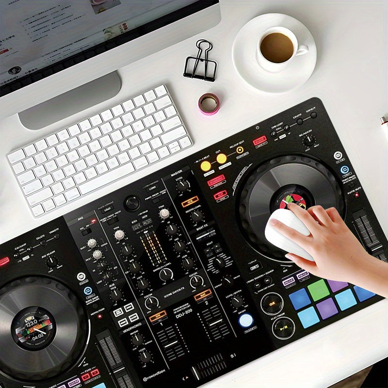 Extra-Large DJ Mixer Gaming Desk Mat - 35.4"x15.7" (90x40cm) Non-Slip Music Production Station with DJ Equipment Layout, Keyboard & Mouse Pad for Home Studio, DAW Control, Ideal Gift for DJs & Music Producers - Vibrant DJ Set