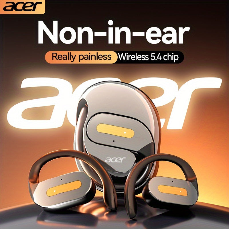 Acer True Wireless Earphones with Microphone, TWS Headphones, Touch Volume, Wireless Sports Earhooks, LED Display Charging Case, Half Open Back, HD Talk, Compatible with Mobile Phones, Rechargeable Battery, Type-C Charging, S