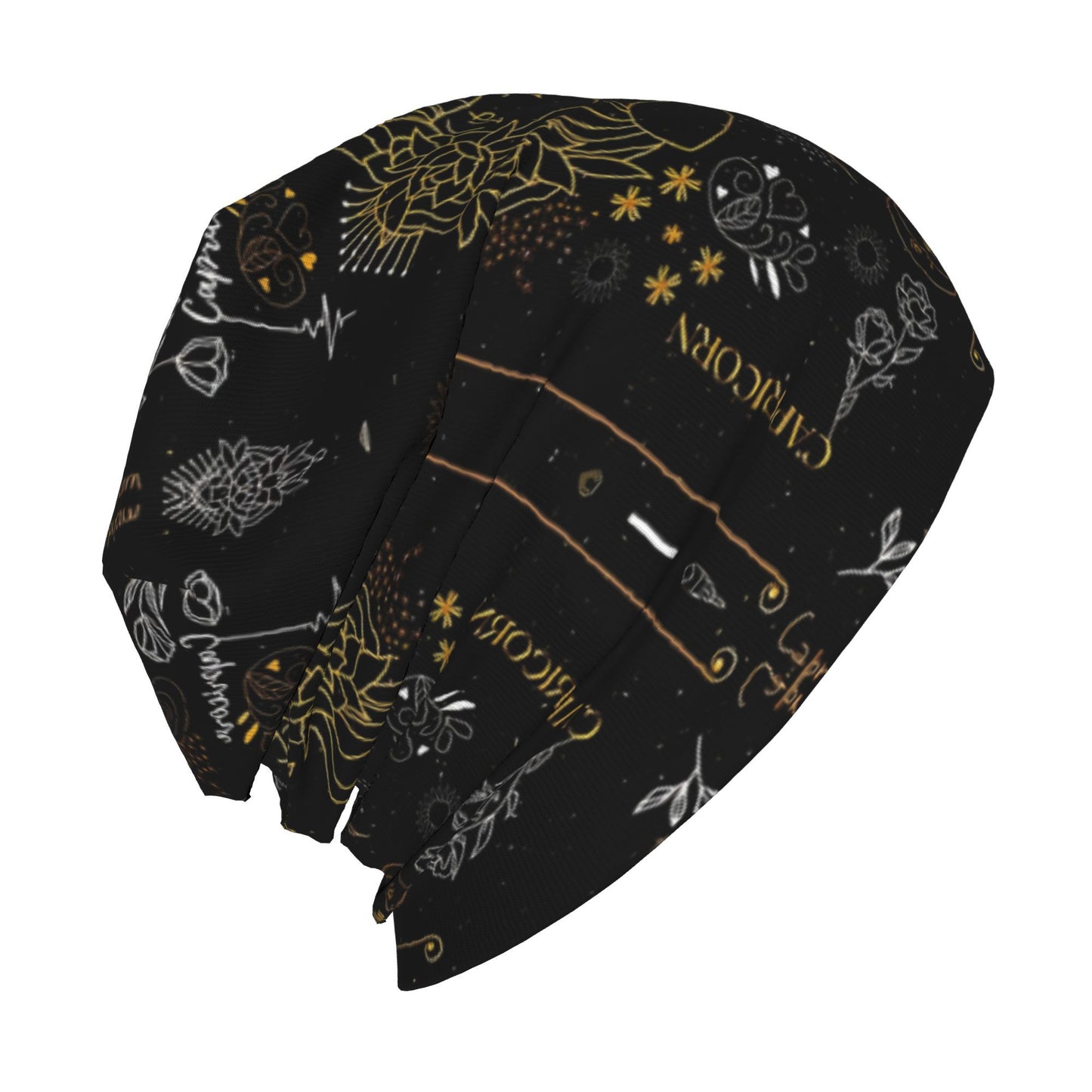 Capricorn Zodiac Beanie Hat - Astrology-Themed Unisex with Goat Symbol, Capricorn Dates (Dec 22-Jan 20), Soft Black & Golden Horoscope Gift for &, Birth Chart