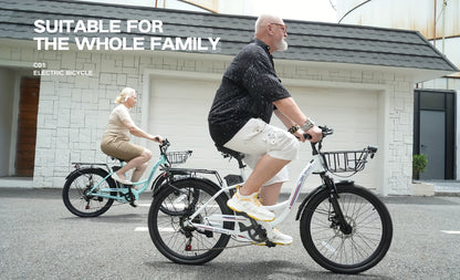 24-inch Wheels, 20-26MPH Commuter, LCD Display, 7 Speed Shift Adult Electric Bicycle, 350-500w Powerful Motor, 36V 10.4A Lithium Battery, Aluminum Alloy Body, Front Fork Shock Absorber, Headlights, Night Driving Protection, B