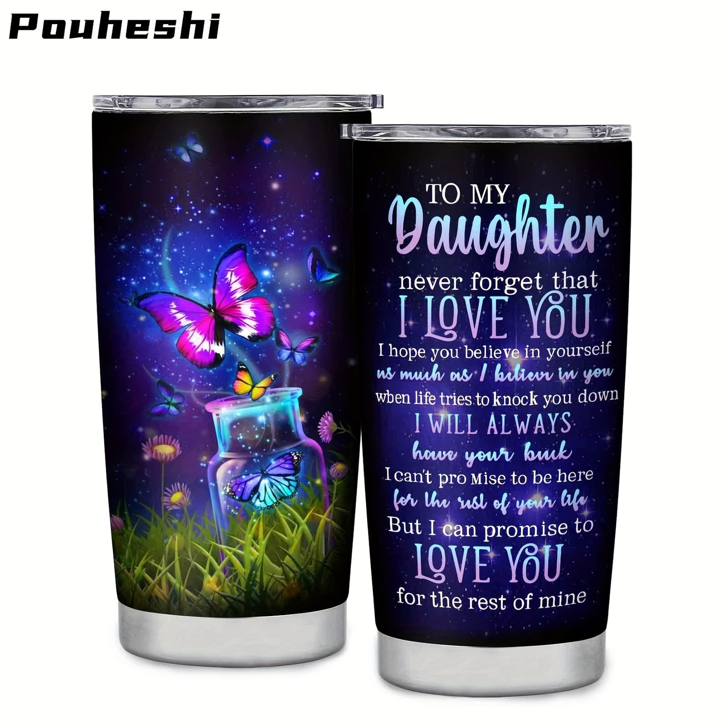 1pc/20Oz Themed Water Cup for Daughter, Holiday Gift, 3D Printed Water Bottle, with Straw Or Direct Drinking, Gift Cup, Car Travel Tumbler, Suitable for Gifting to Daughter, Personalized Cup, Commemorative Water Cup, Kitchen