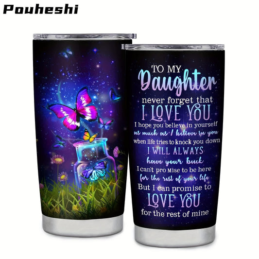 1pc/20Oz Themed Water Cup for Daughter, Holiday Gift, 3D Printed Water Bottle, with Straw Or Direct Drinking, Gift Cup, Car Travel Tumbler, Suitable for Gifting to Daughter, Personalized Cup, Commemorative Water Cup, Kitchen