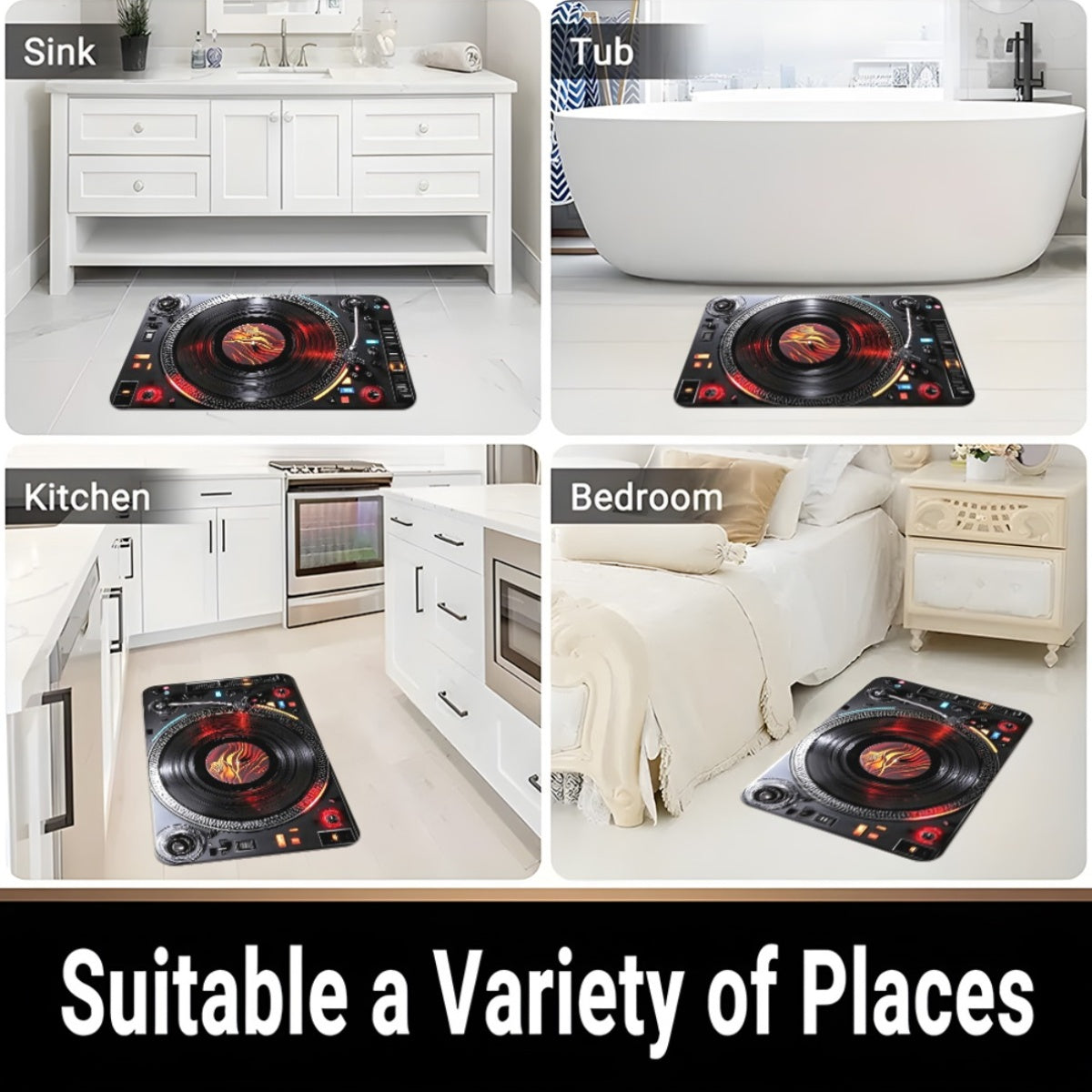 One Piece of Music Player Door Mats Made of 700Gsm, Featuring a Non-Slip Design Suitable for Bathrooms. This Microfiber Rug Is Absorbent And Machine Washable, Perfect for Bedrooms, Living Rooms, Entrances, Camping, Picnics, A