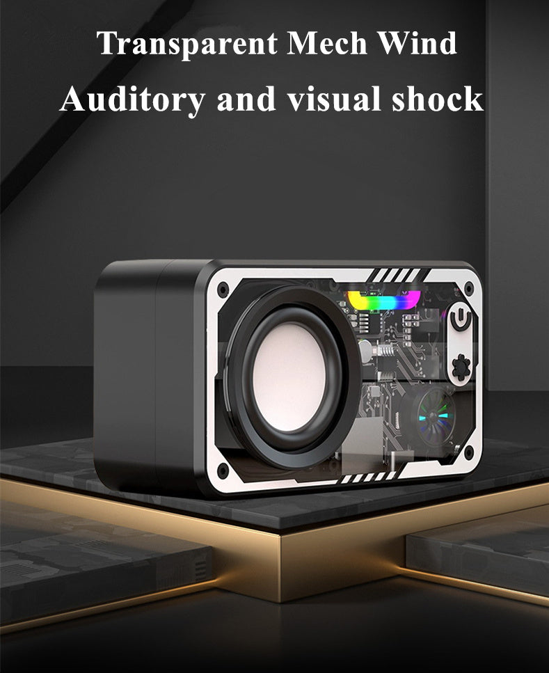 New Transparent LED Mini Machine Wind Speaker, RGB Seven Color Light Effect Speaker, 5W Portable Small Bluetooth Speaker Shock Sound Super Long Standby Support TF Card, Bluetooth Connection Function, Creative Gifts, Holiday G