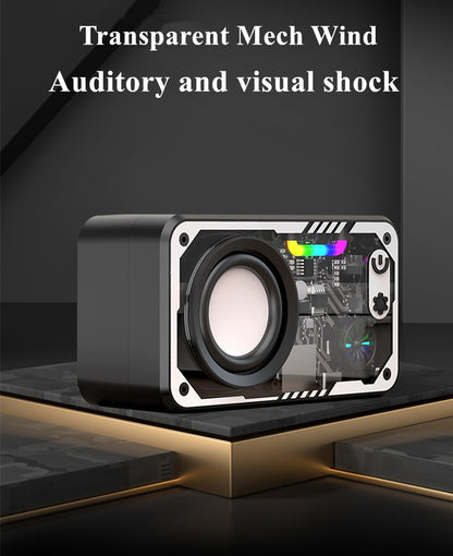 New Transparent LED Mini Machine Wind Speaker, RGB Seven Color Light Effect Speaker, 5W Portable Small Bluetooth Speaker Shock Sound Super Long Standby Support TF Card, Bluetooth Connection Function, Creative Gifts, Holiday G