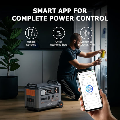OSCAL PowerMax 3600 Solar Generator with 3x500W Solar Panel, 3600Wh/3600W Power Station with 4 AC Outlets (7200W Peak), 1.2H Full Charging, App Control Emergency Power Station for Home, Camping 66, Includes A Bonus 30W Solar