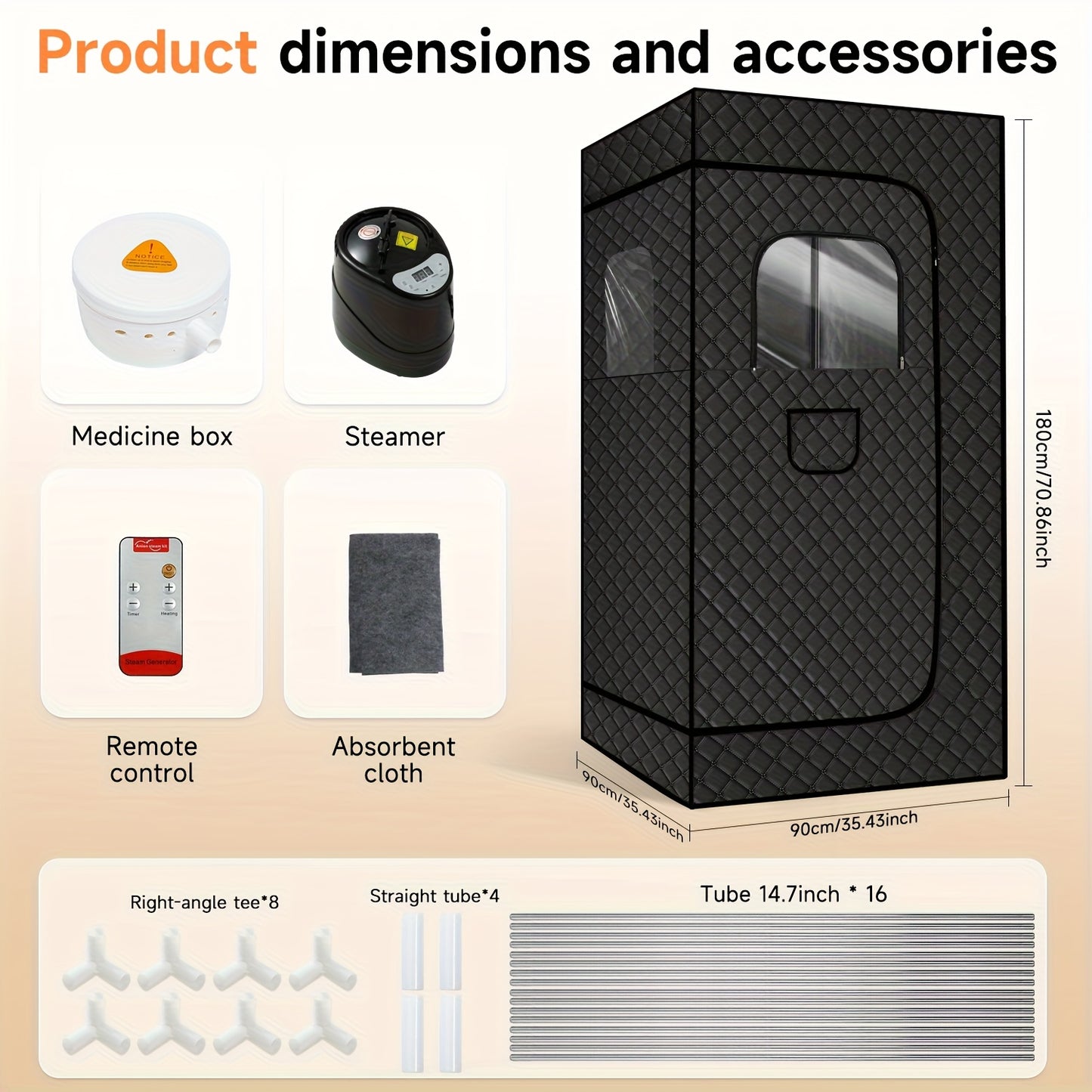 Portable Sauna Tent with Dual Windows for Home Use, Featuring a Full-Body Steam Spa Box, a 101.44oz 110V 1200W Steamer, And a Remote Control (Batteries Not Included), But Does Not Come with a Folding Chair