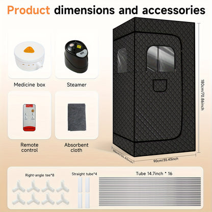 Portable Sauna Tent with Dual Windows for Home Use, Featuring a Full-Body Steam Spa Box, a 101.44oz 110V 1200W Steamer, And a Remote Control (Batteries Not Included), But Does Not Come with a Folding Chair