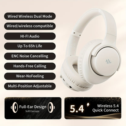 Wireless Noise Cancelling Headphones, Wireless Earbuds With Deep Bass, HiFi Stereo Sound Low Latency, Lightweight Foldable Headphones With Built-in Microphone, For Work Laptops, Mobile Phones, On-head Gaming Headphones, Compa