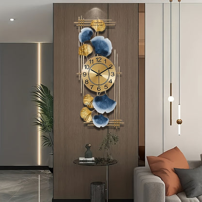 Elegant Ginkgo Leaf Metal Silent Clock 8 Leaves, Retro Modern Design, Battery Powered (Not Included) Suitable for Study Room, Bedroom, Living Room Decoration | Silent Home Clock (Decorative Wall Clock | Iron Structure Wall Cl